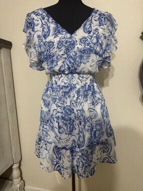 Blue & White Floral Mini Dress